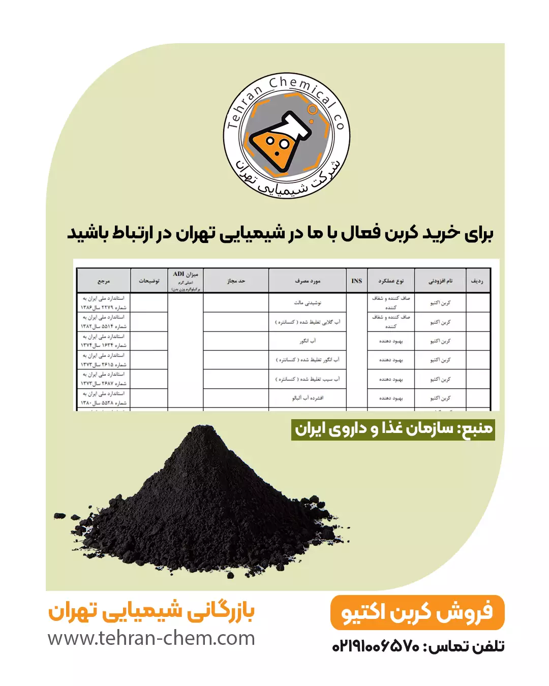 کربن اکتیو خوراکی شیمیایی تهران